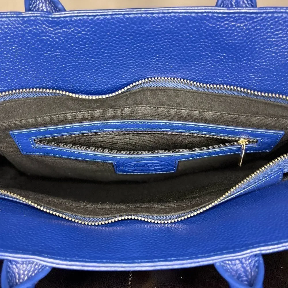 Rare Onna Ehrlich Bright Blue Pebbled Leather HandBag Purse With Tassel … - Picture 8 of 8